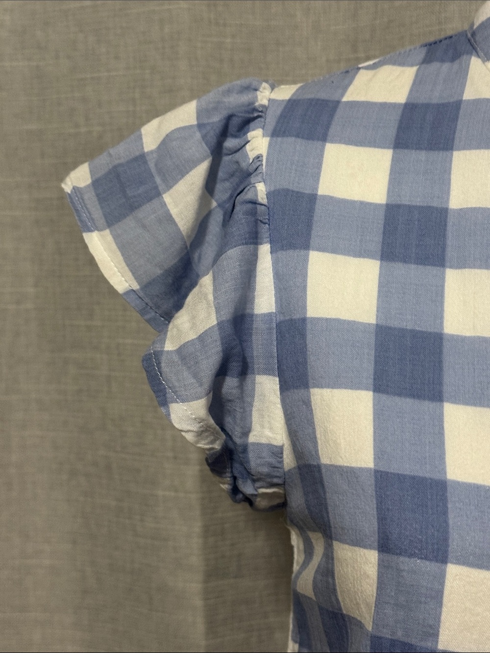 Like New-THML Dresz-Blue & White Gingham Check-Cotton/Rayon Blend-S-Lined-V Neck - Picture 3 of 14